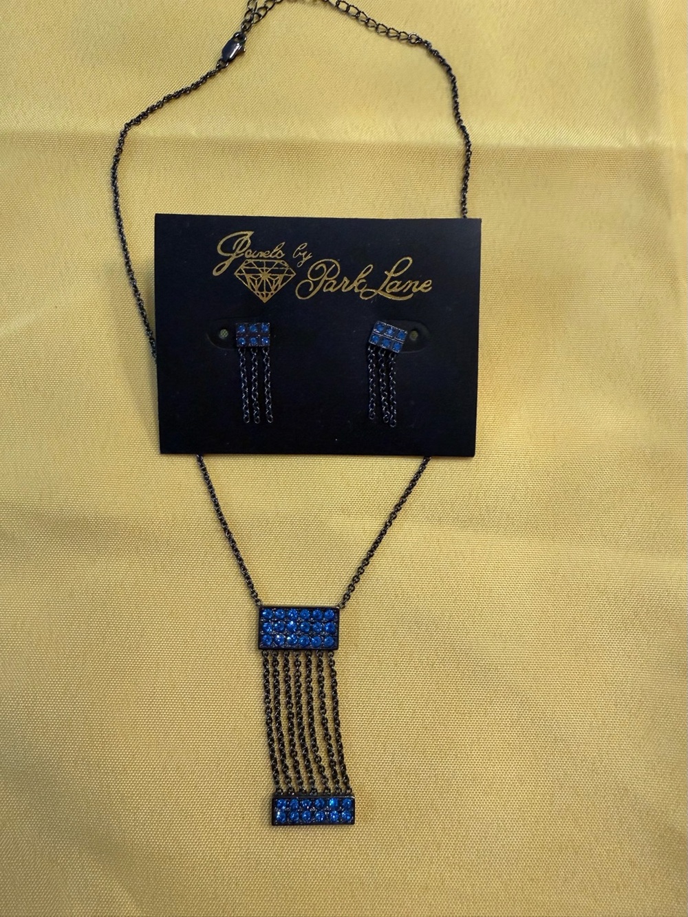 Park Lane Blue Crystal Fringe Necklace & Earrings Set